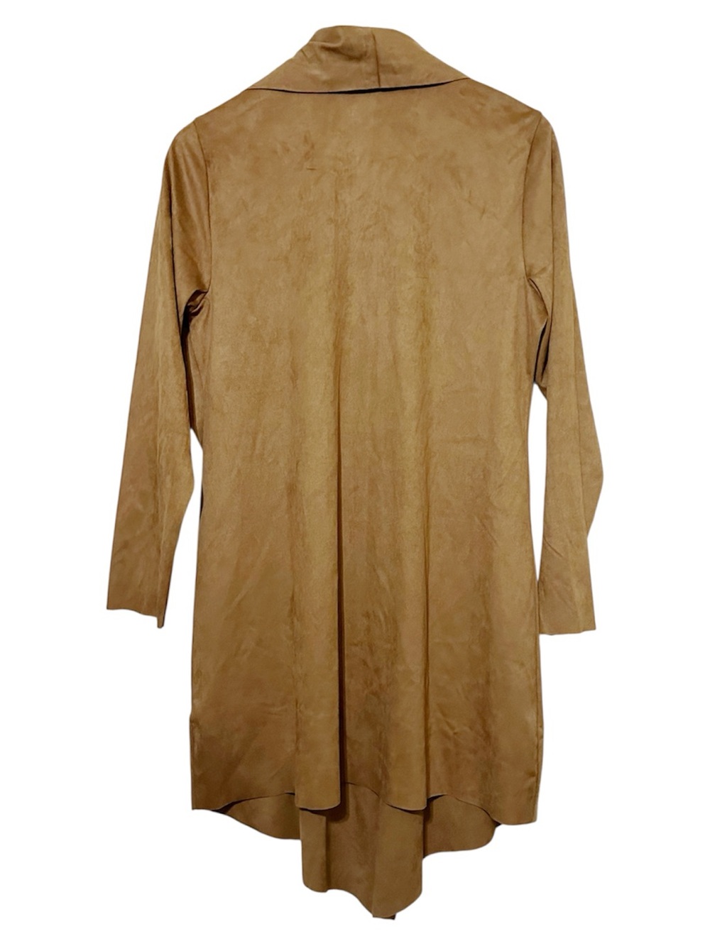 Soft Surroundings Faux Suede Drape Open Front Jacket Cardigan Camel Medium NWT - Picture 3 of 5